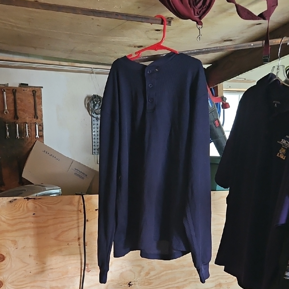 Women's Classic Navy Long Sleeve Henley Top